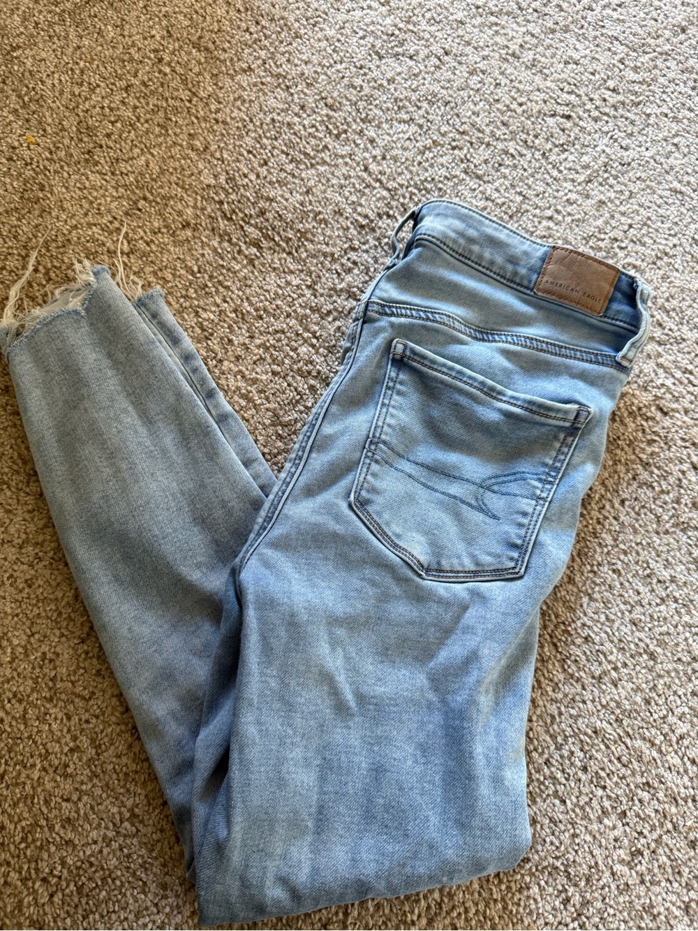 American Eagle Outfitters Light Blue Skinny Jeans - Raw Hem